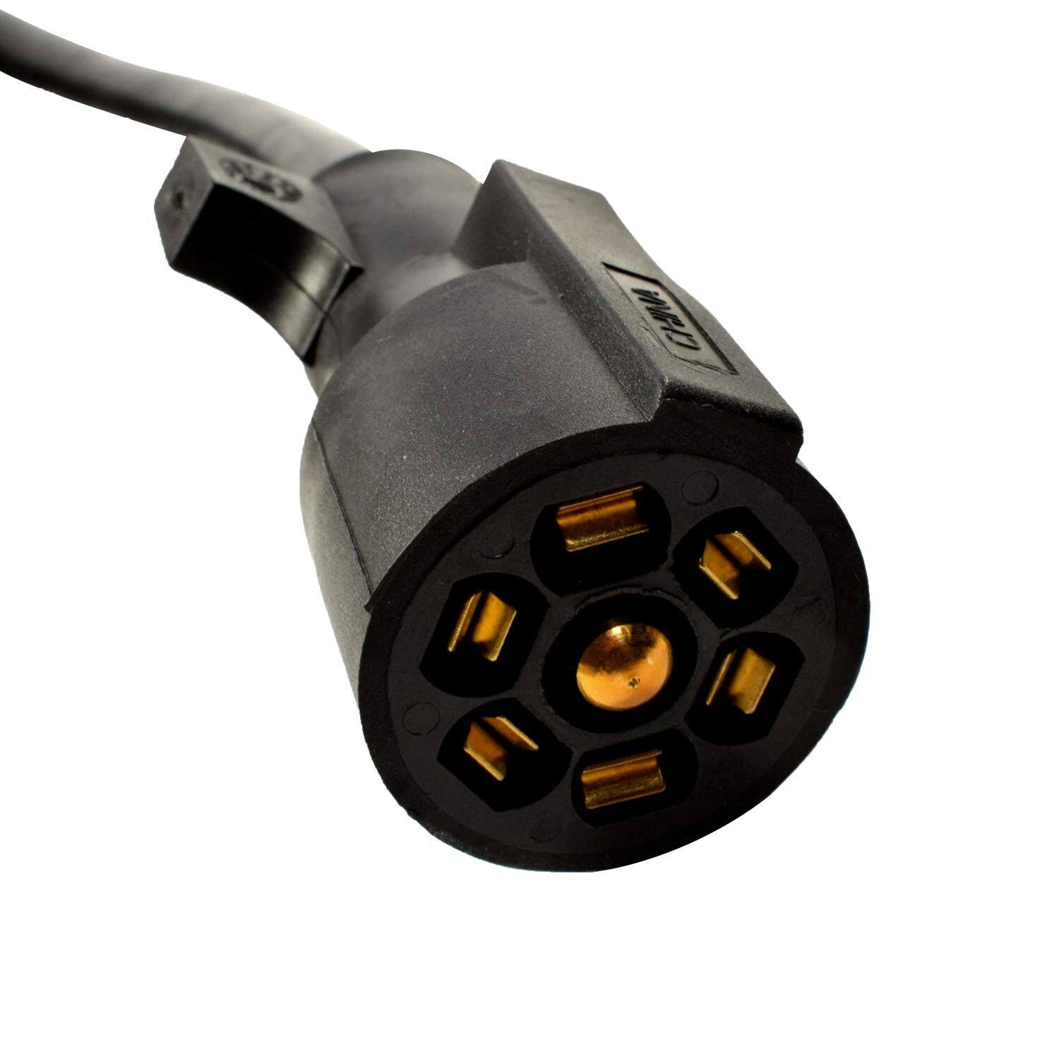 Alt View 4. HQRP - 7-Way Trailer Plug Wiring Harness w Junction Box 4 ft Cable for RV Camper Truck - Black.