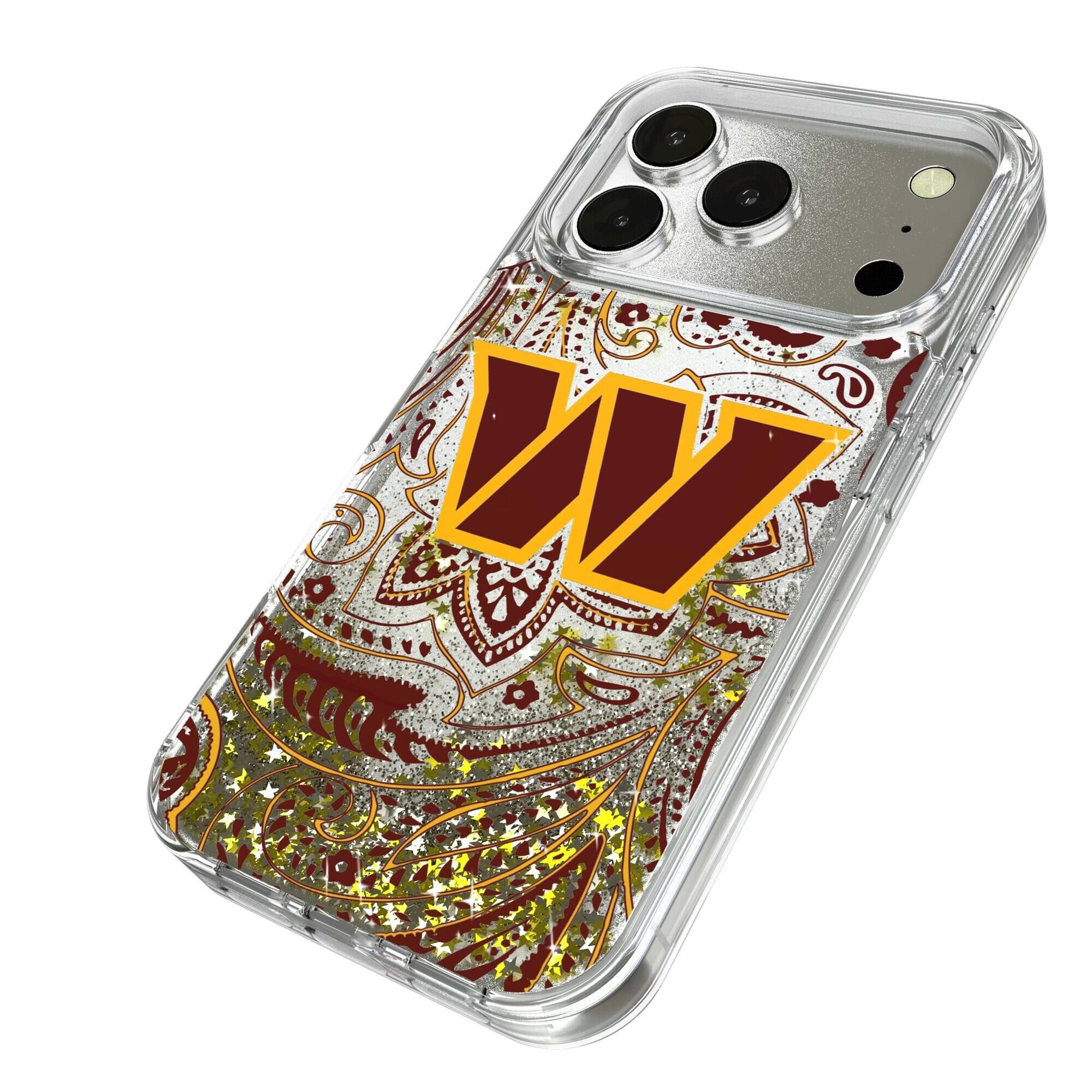 Alt View 1. Keyscaper - Washington Commanders iPhone Paisley Design Glitter Case - 17 Pro - Multicolor.