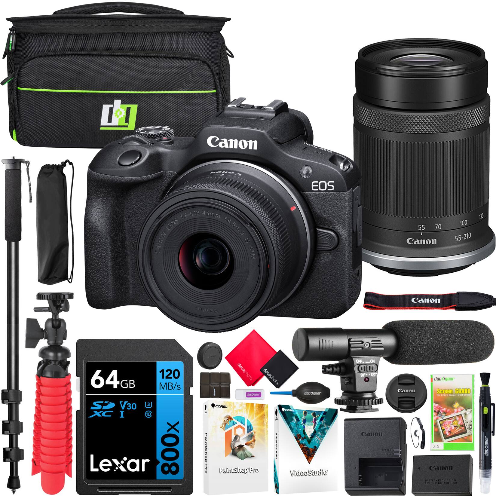 Bundle Canon EOS R100 Mirrorless Camera with 2 Lens Kit 18 45mm