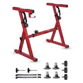 5 CORE - 5Core Keyboard Stand Adjustable Height 34.5" Width 32.5” Z Style Electric Piano Riser 250Lb Capacity - Red