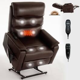Boyel Living - Dual Motor Power Lift Recliner Chair with Power Remote Heat Massage and Heavy Duty Motion Mechanism - Brown