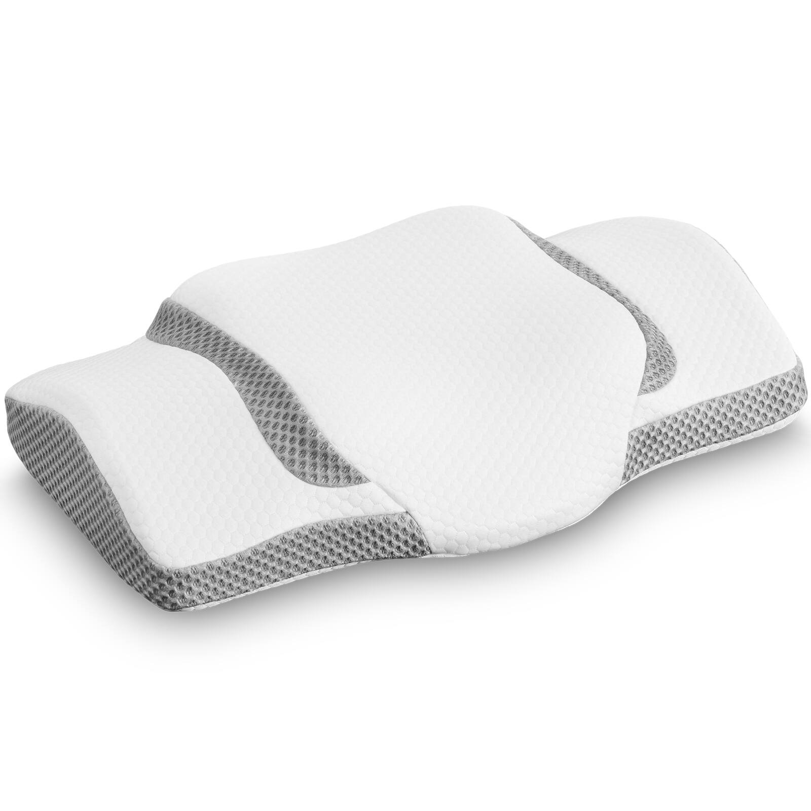 Front. Anysun - Z5033 Cervical Neck Pillow, Cooling Ergonomic Memory Foam Pillows - White.