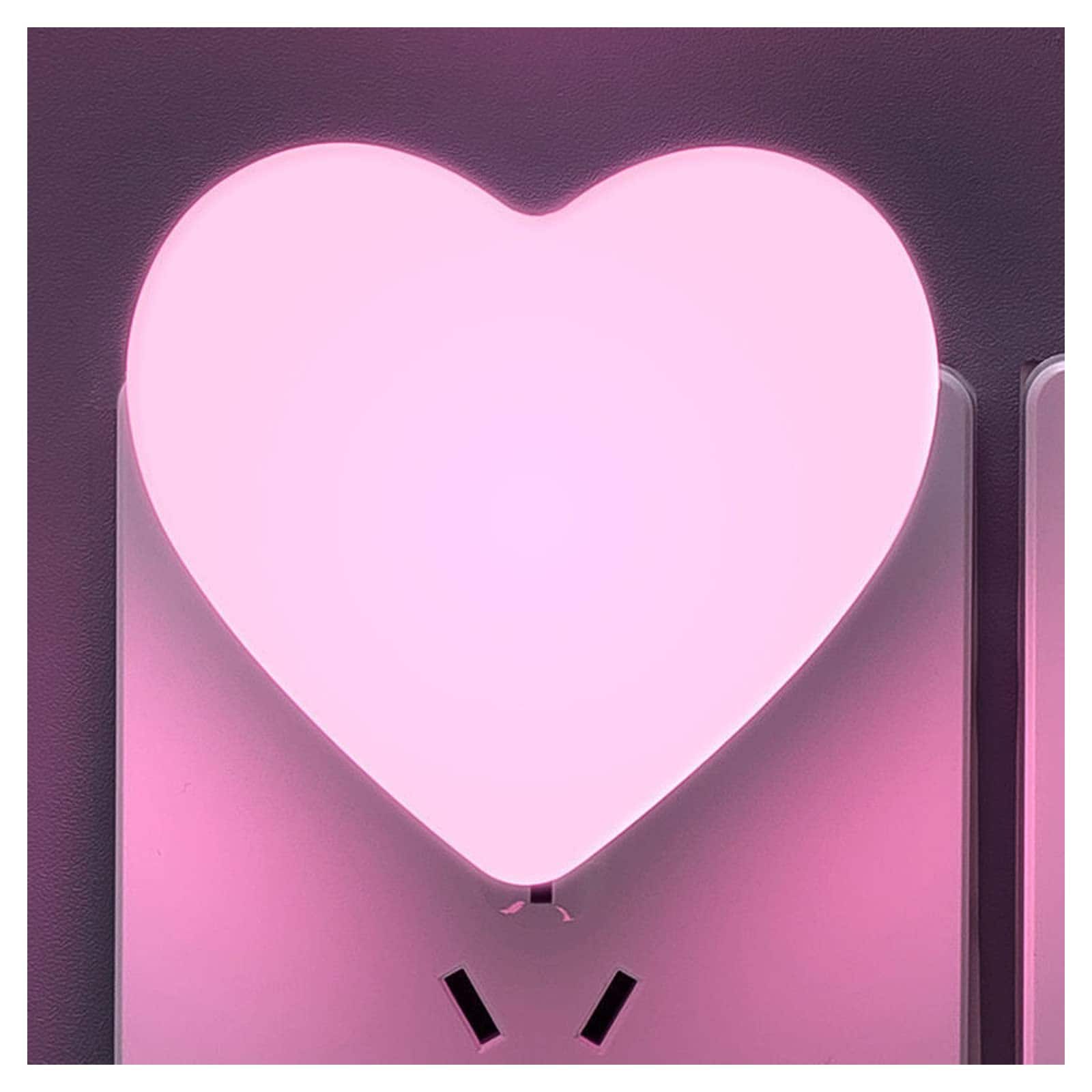 MAGICAL RUBS - Cute Night Lights Heart Shape Nightlight With Light Sensors Auto Dusk To Dawn Sensor Soft Warm White Ideal For - Pink