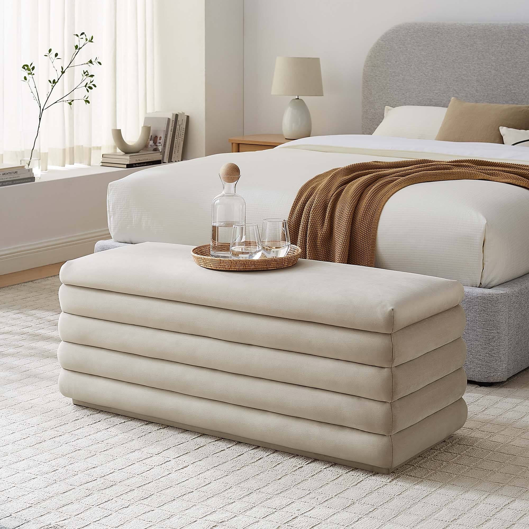 Alt View 5. Modway - Mezzo Upholstered Performance Velvet Storage Bench by Modway - Brown.