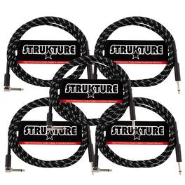 Strukture - Instrument Cable 10ft. Right Angle (/Silver) - 5 Pack - Black