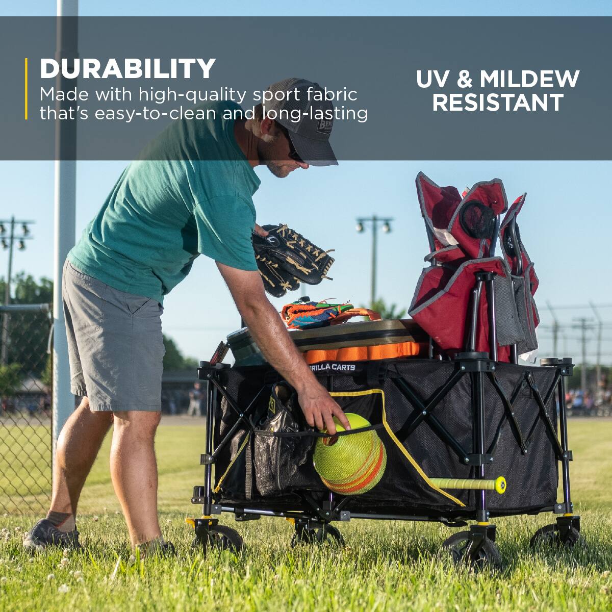 DURABILITY  
Made with high-quality sport fabric that's easy-to-clean and long-lasting  

UV & MILDEW RESISTANT