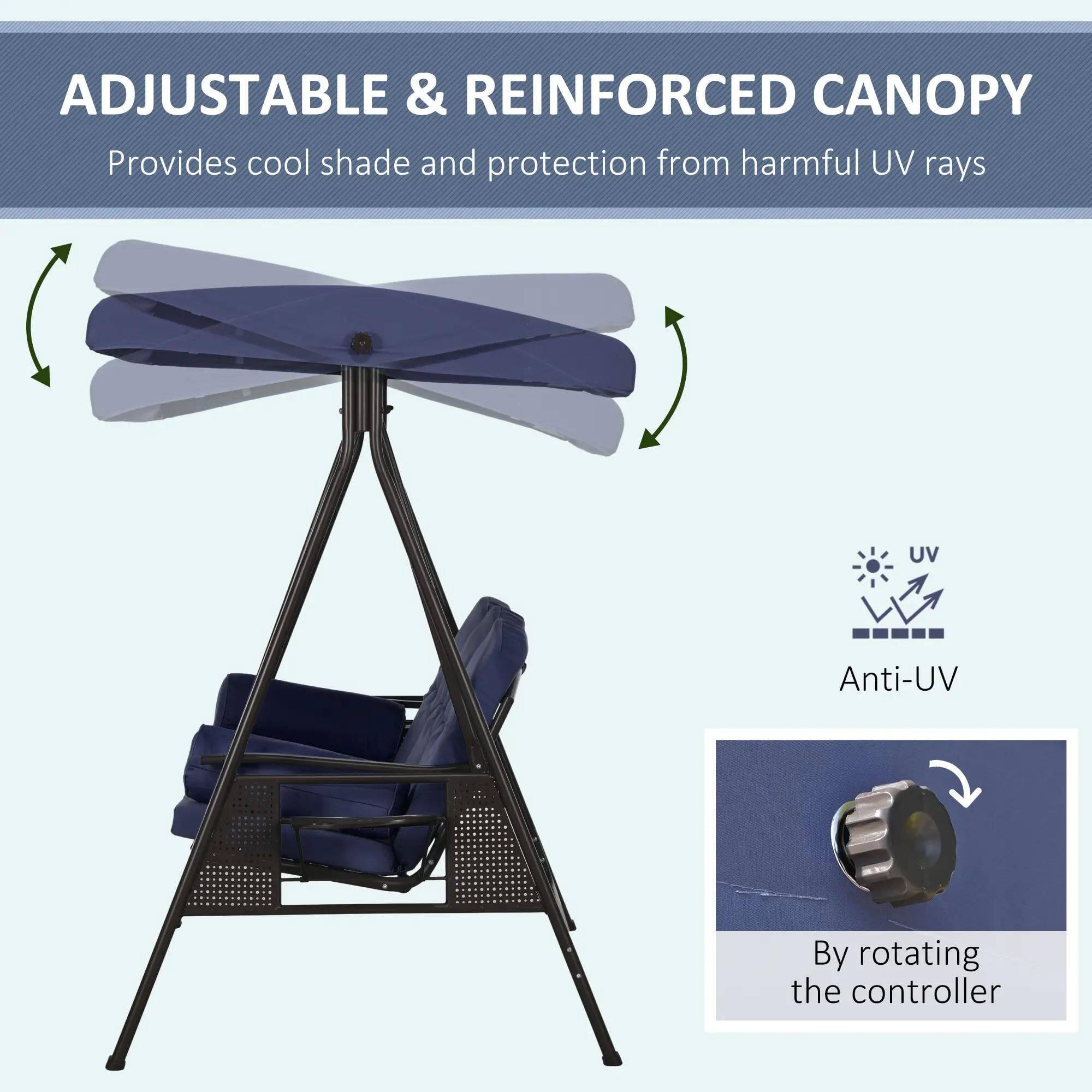 ADJUSTABLE & REINFORCED CANOPY
Provides cool shade and protection from harmful UV rays

UV Anti-UV

By rotating the controller