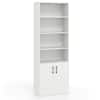 Front. Costway - Costway 70" Bookcase with Adjustable Shelves with 2-Door Cabinet Multipurpose Display Rack White - White.