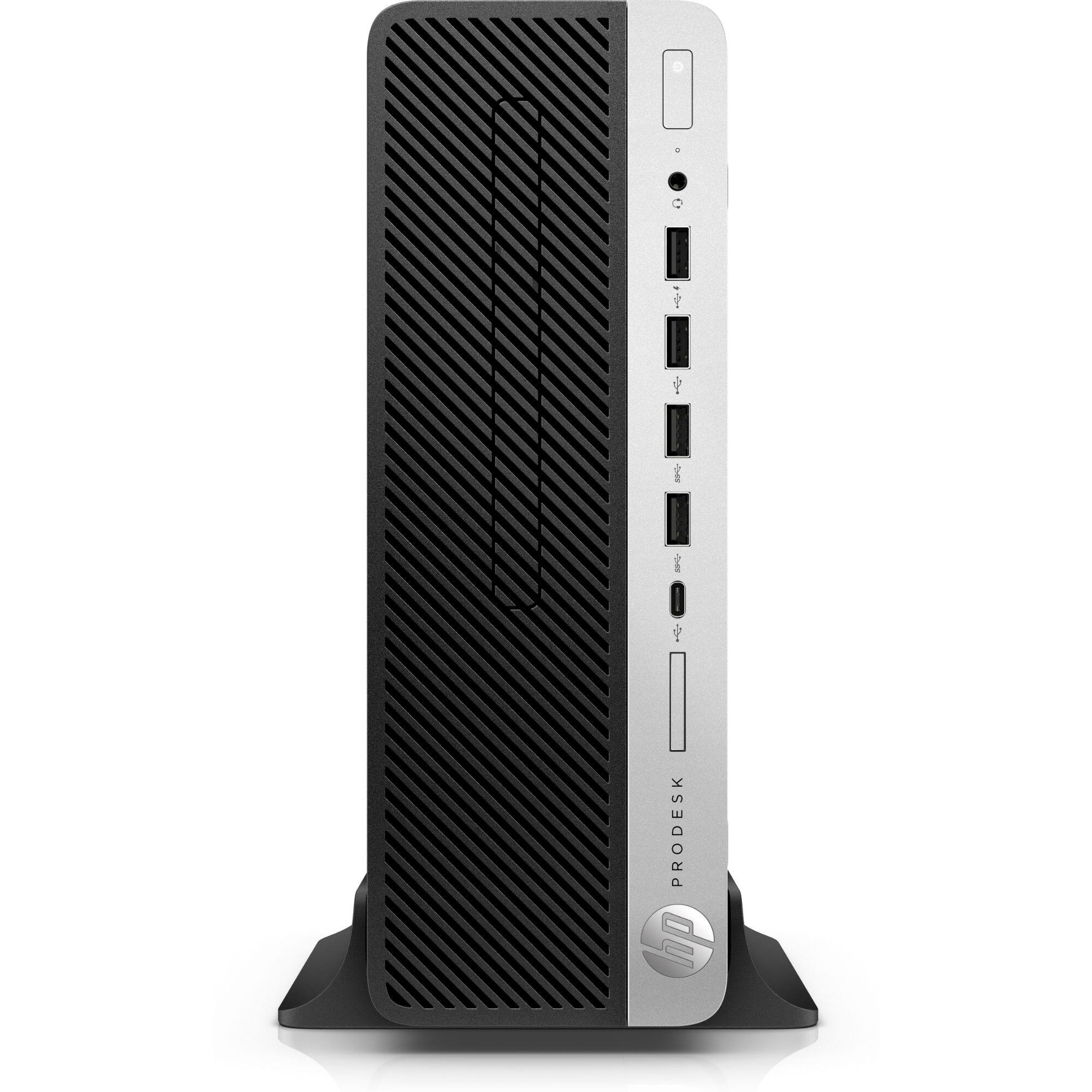 Front. HP - ProDesk 600 G4 Intel Core i7-8700 3.2 GHz 8 GB DDR4 500 GB HDD Intel UHD Graphics 630 Windows 11 Home Desktop - Black.