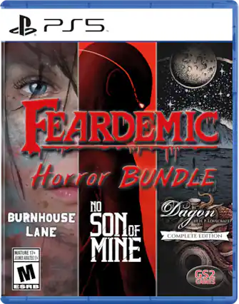 PS5™ FEARDEMIC Horror BUNDLE: No Burnhouse Lane, Son of Mine, and a game by H. P. Lovecraft. Complete Edition. Mature (17+). - M (Mature 17+)