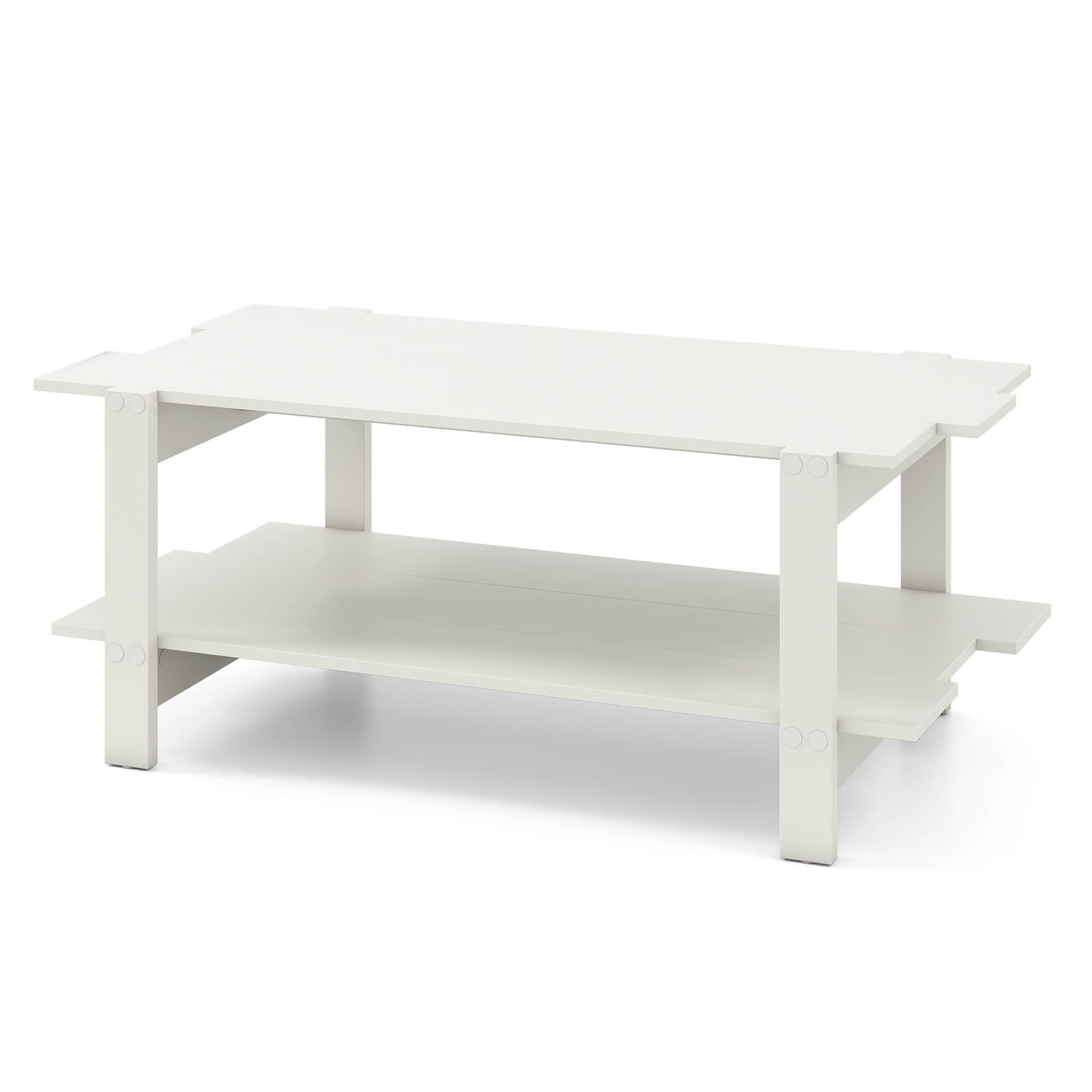 Alt View 9. Costway - Costway 2-Tier Coffee Table Irregular Center Table with Open Storage Shelf Cocktail Table White - White.