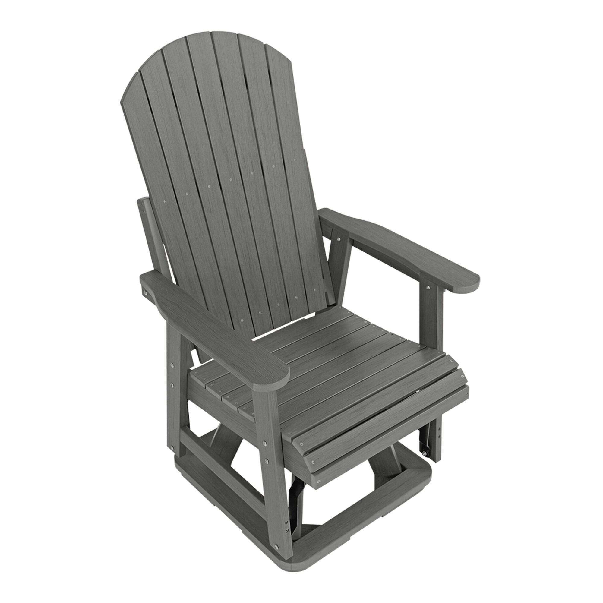 Alt View 4. Fortune Candy - HIPS Swivel Patio Glider, Poly Lumber Weather Resistant Outdoor Chair, for Patio, Porch, Yard - Deep Gray.