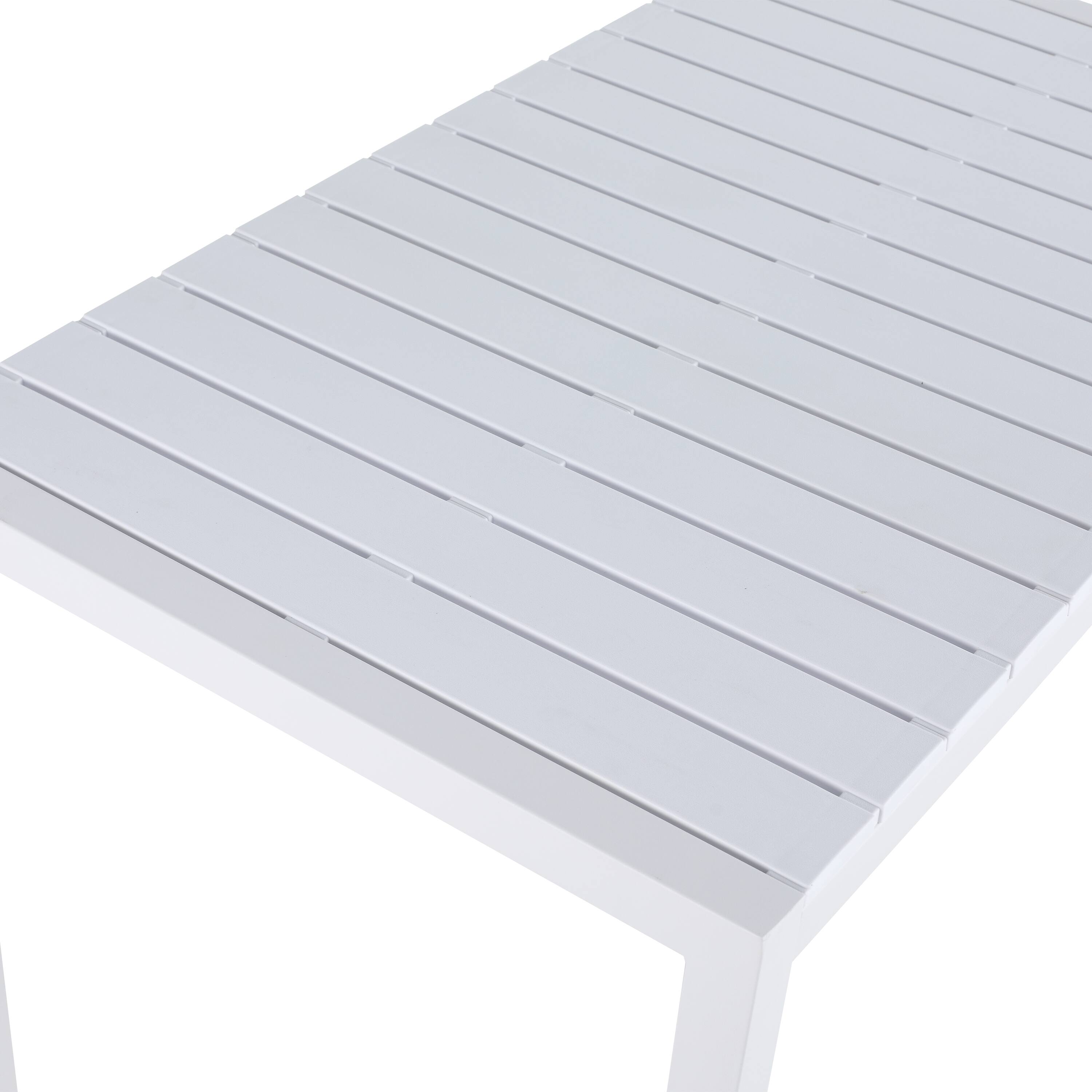 Alt View 1. Mondawe - 55 Inch Outdoor Modern Dining Table, Lightweight PP Tabletop with Metal Legs - White.