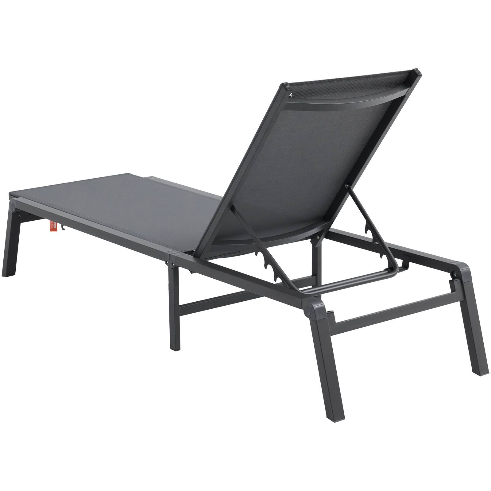 Alt View 5. VEVOR - Chaise Lounge Chair Outdoor, Aluminum Patio Lounge Chair with Adjustable 5-Position, Folding Pool Lounge Chair Recliner - Dark Grey.