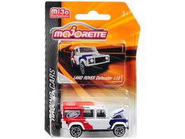 Land Rover Defender 110 White/Red/Blue "Above and Beyond" "Racing Cars" 1/60 Diecast Model Car by Majorette - Multicolor
