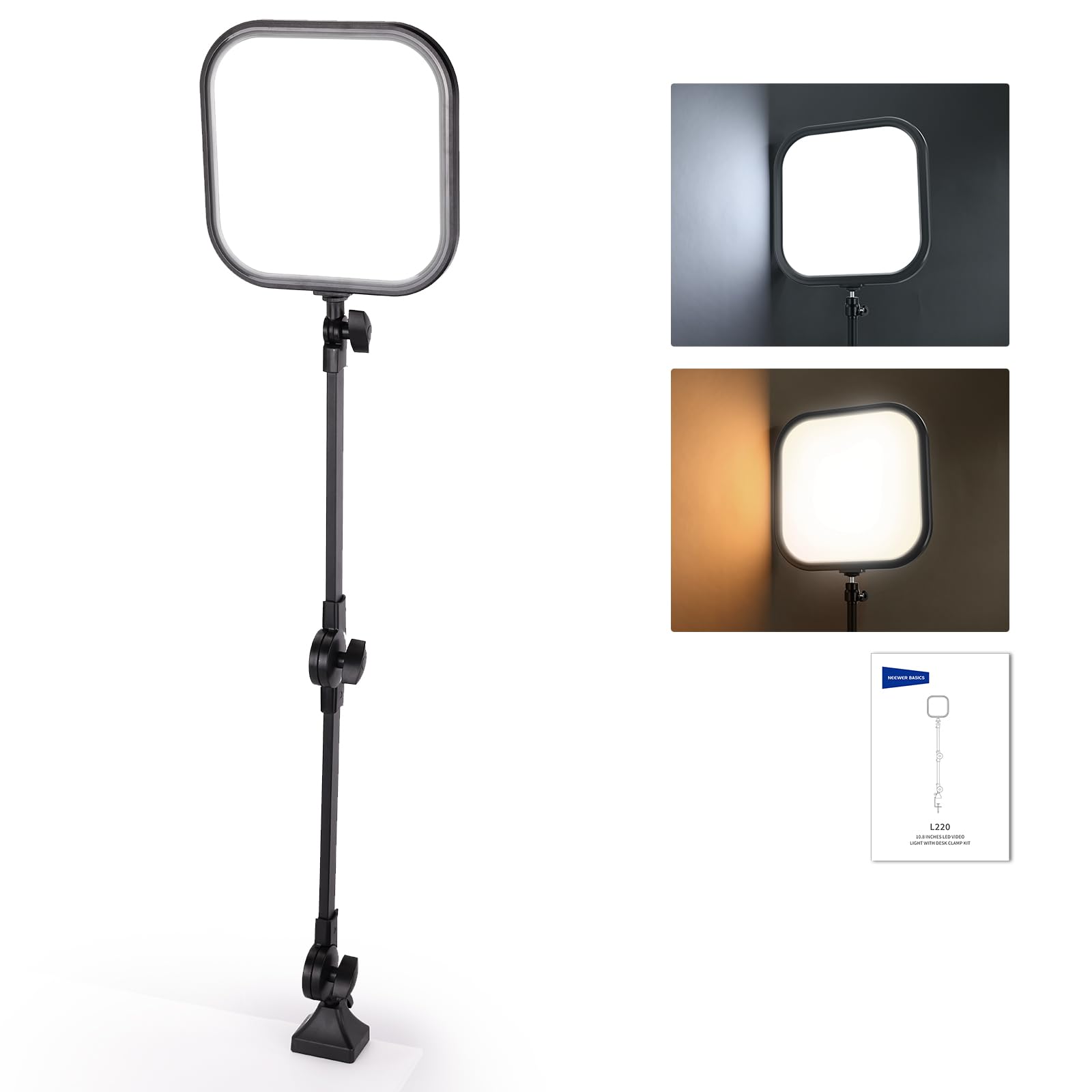 Angle. Neewer - Basics 10.8" Video Light, 15W Bi-Color, Clamp.