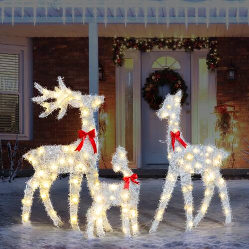 Alt View 10. Winado - 3 PCS Christmas Reindeer Family 2D for Indoor / Outdoor Holiday Decorations - White.