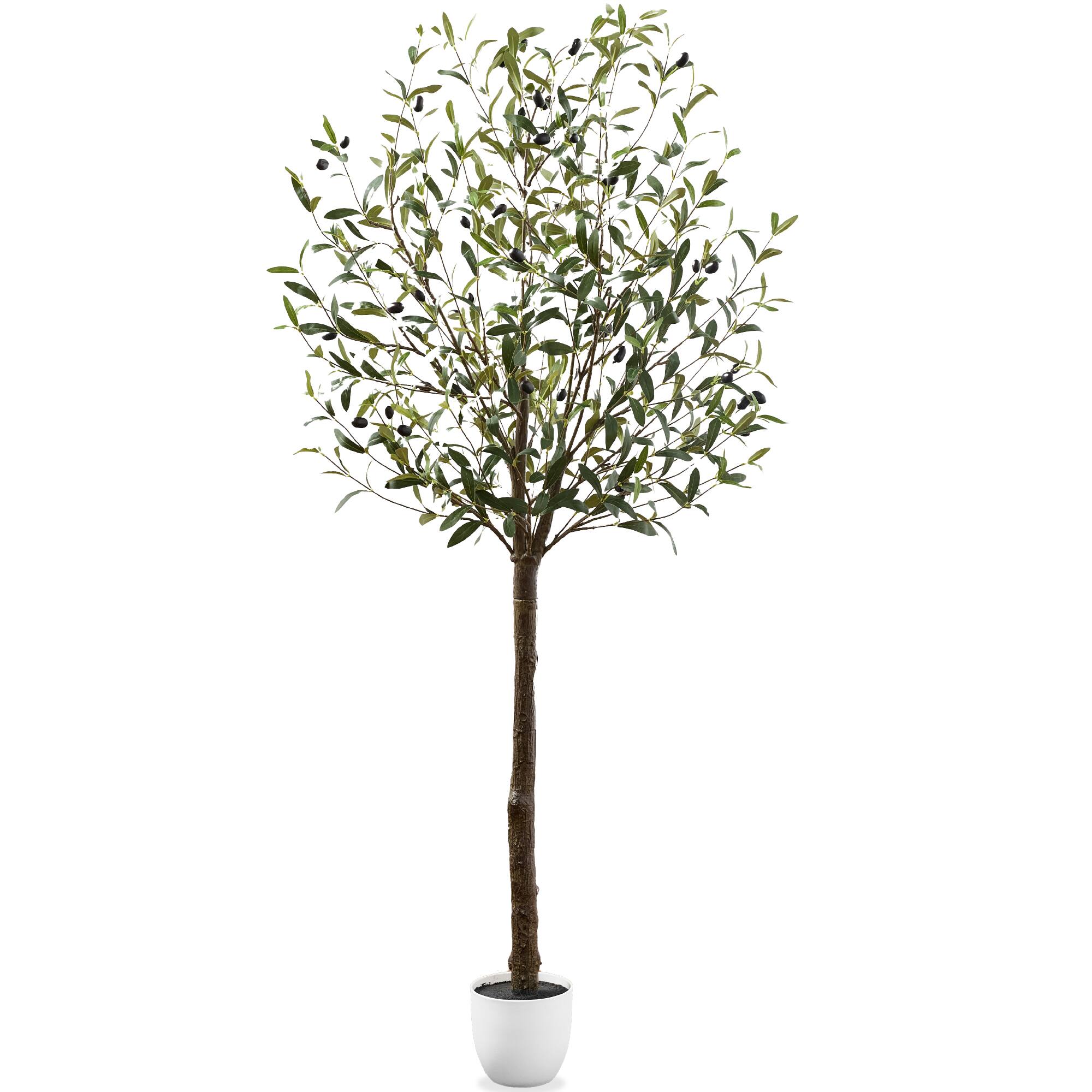 Front. Best Choice Products - Best Choice Products 8Ft Artificial Olive Tree, Lifelike Faux Tree, Home Accent Decor w/ Planter Pot, Realistic Trunk - Green.