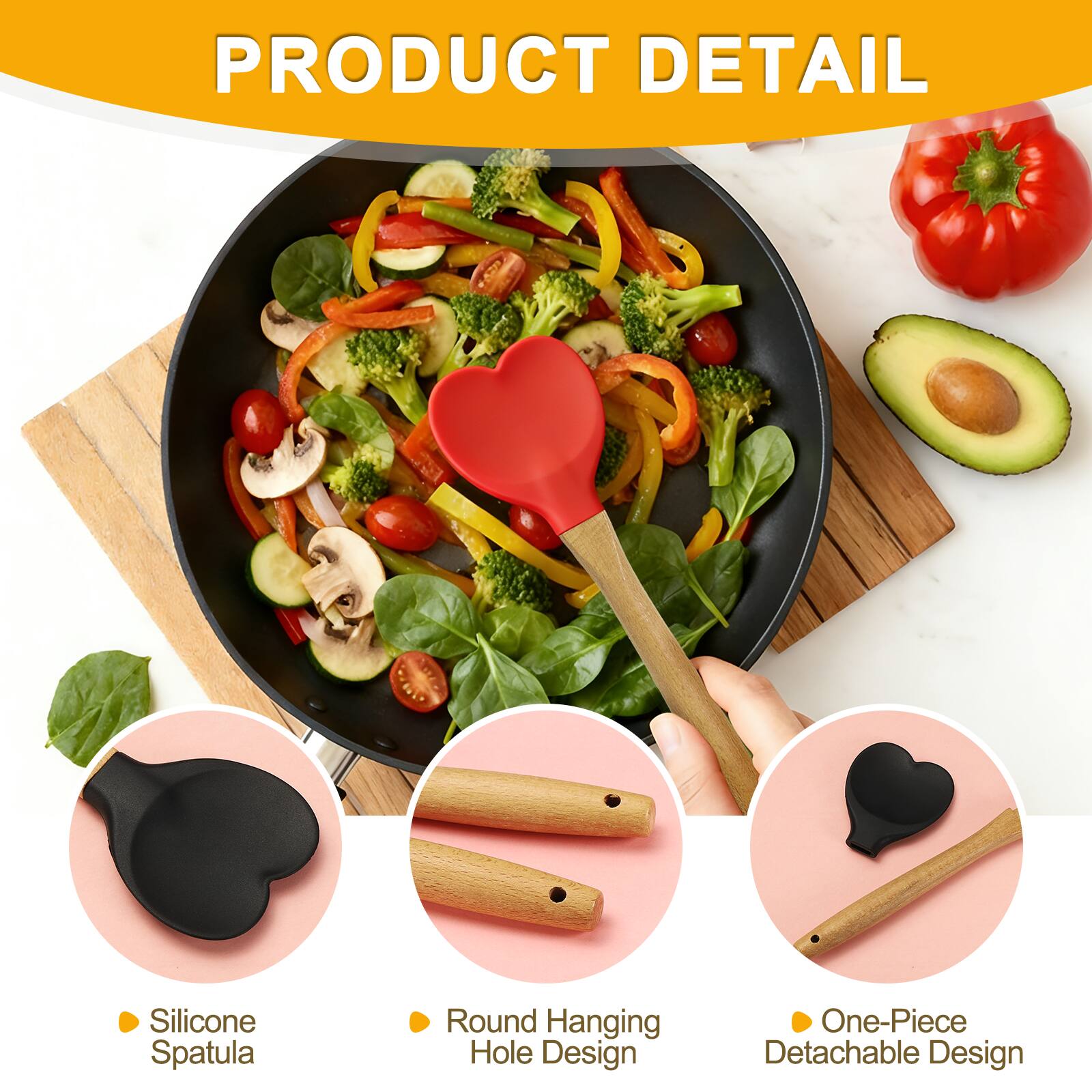 PRODUCT DETAIL

- Silicone Spatula
- Round Hanging Hole Design
- One-Piece Detachable Design
