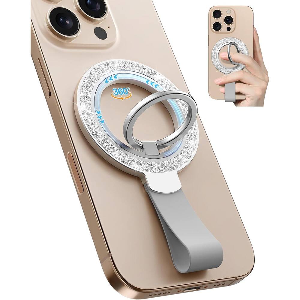 PARKER SLATER - Phone Grip – Bling Removable Rotating Ring Stand - Silver