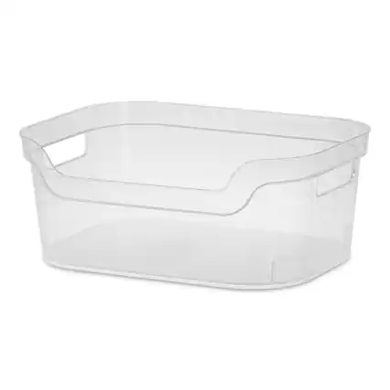 Front. Sterilite - Sterilite 5.25 x 9.5 x 13 In Open Storage Bin with Carry Handles, 8 Pack, Clear - Clear.