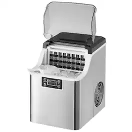 Loheer - Countertop Ice Maker Portable Ice Machine 45lbs 24Hrs Self-Cleaning - Silver