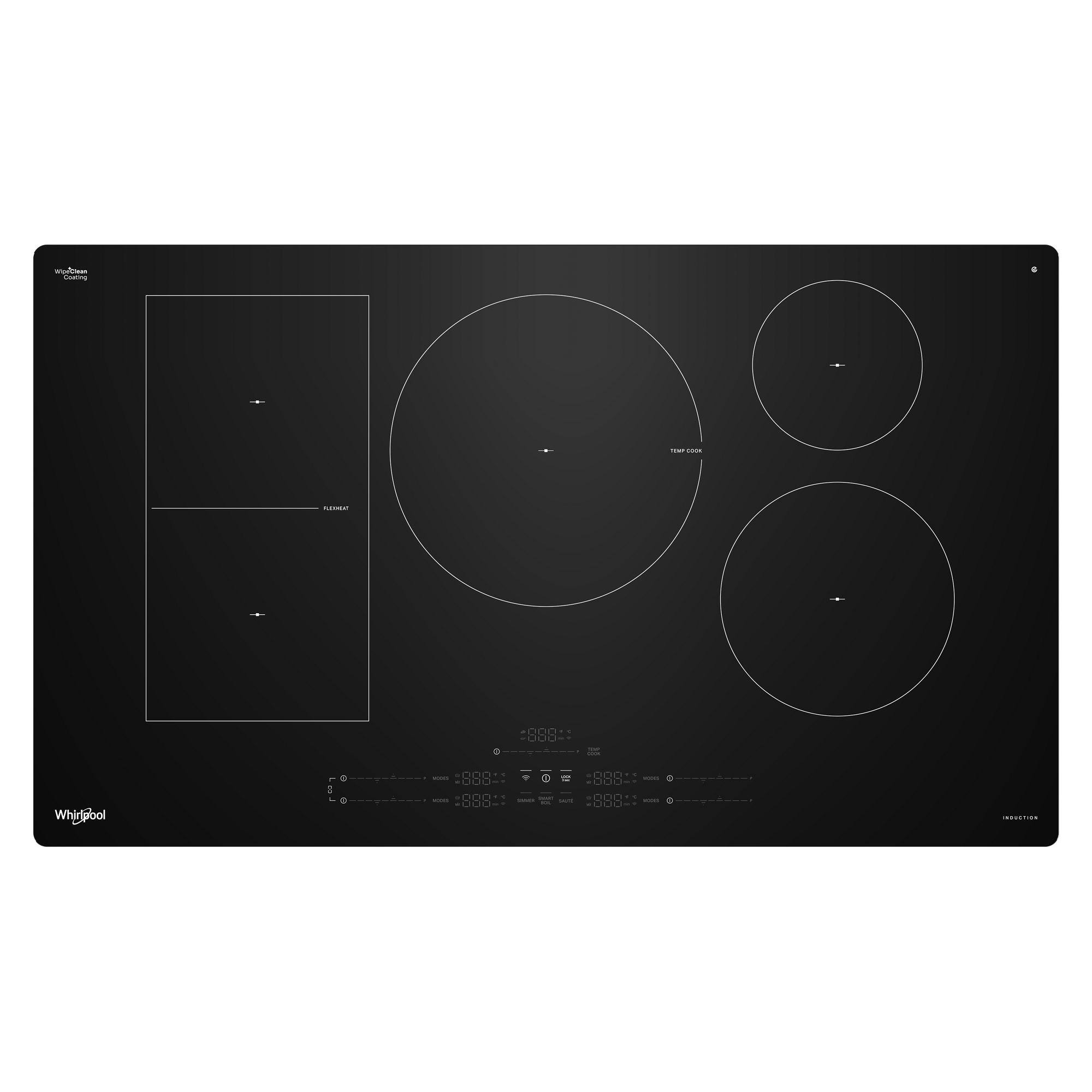 Whirlpool - 36" Electric Induction Cooktop with Temp Cook Technology and WipeClean Coating - Black