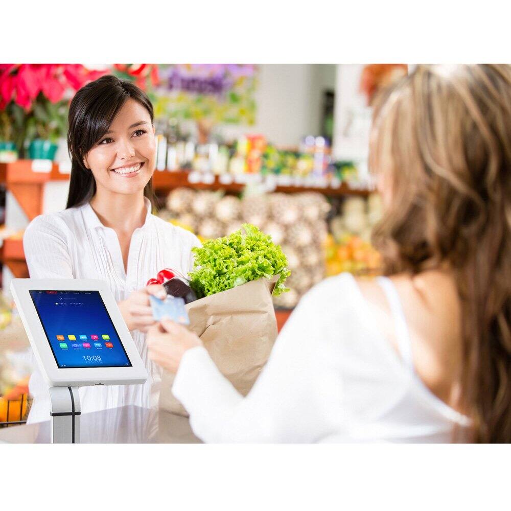 Alt View 1. Pyle - Pyle Tablet Metal Security Stand Holder, Adjustable Clamp-Style Arm, Fits iPad and Other Tablets, Works with Key - White.