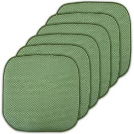 Sweet Home Collection - Honeycomb Memory Foam No Slip Back 16" x 16" Chair Pad Cushion, 6-Pack - Green