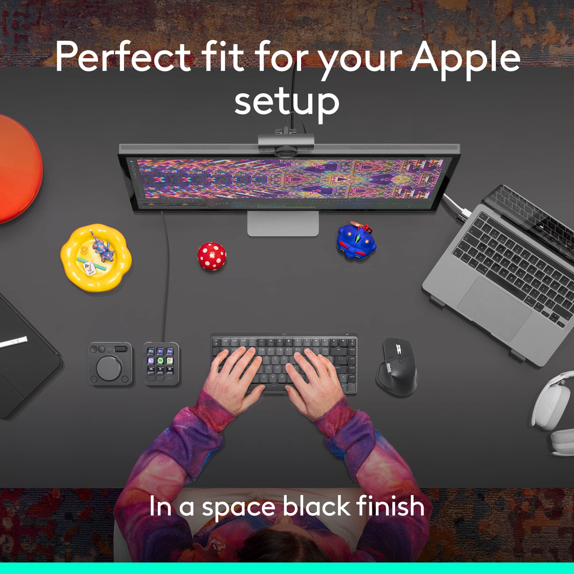 Perfect fit for your Apple setup. In a space black finish.