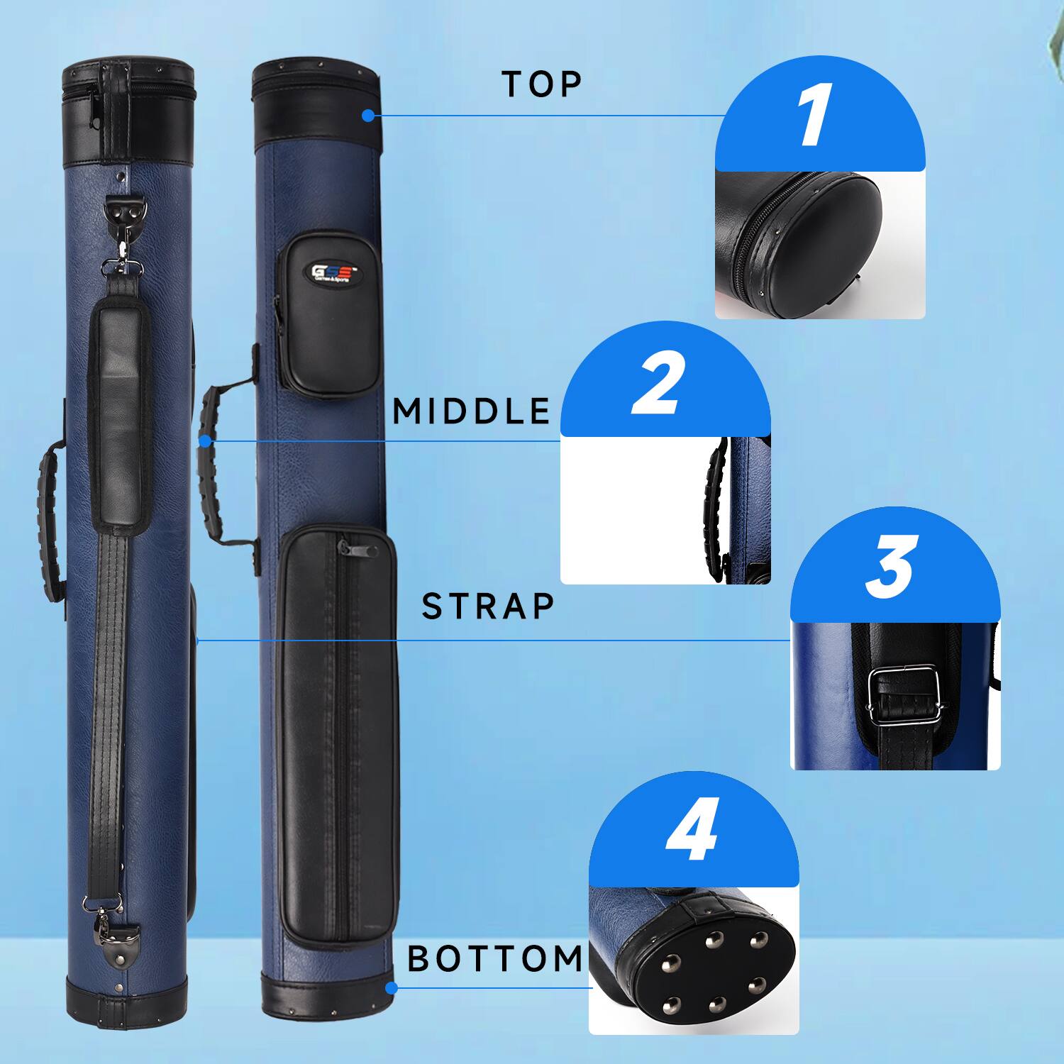 TOP 1, MIDDLE 2, STRAP 3, BOTTOM 4