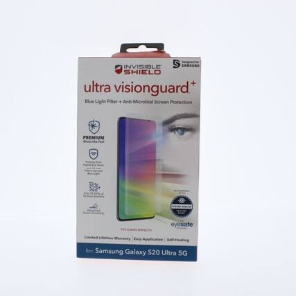 Designed for INVISIBLE SHIELD ultra visionguard+
Blue Light Filter + Anti-Microbial Screen Protection
PREMIUM Glass-Like Feel
Protects From Digital Eye Strain
Kills 99% of Surface Bacteria
Advanced Touch Sensitivity
FITS CURVES PERFECTLY
eyesafe
Limited Lifetime Warranty
Easy Application
Self-Healing
for: Samsung Galaxy S20 Ultra 5G