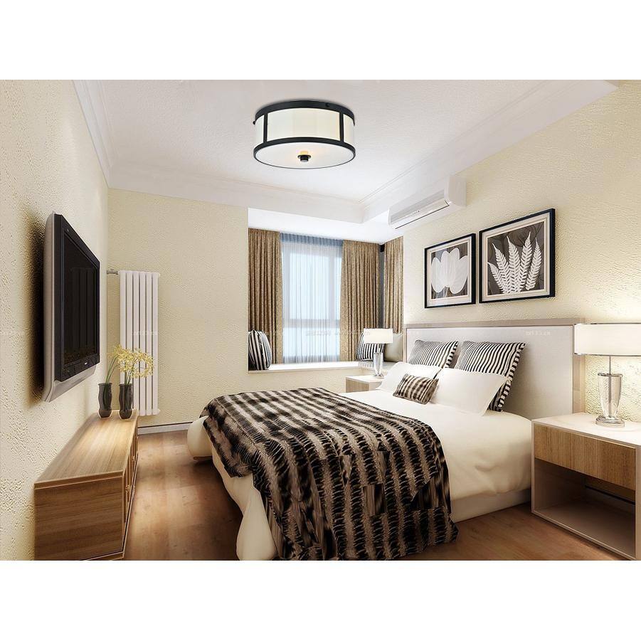 Angle. Living District - Hadrian 2 light 12 inch flat black flush mount - Flat Black And White.