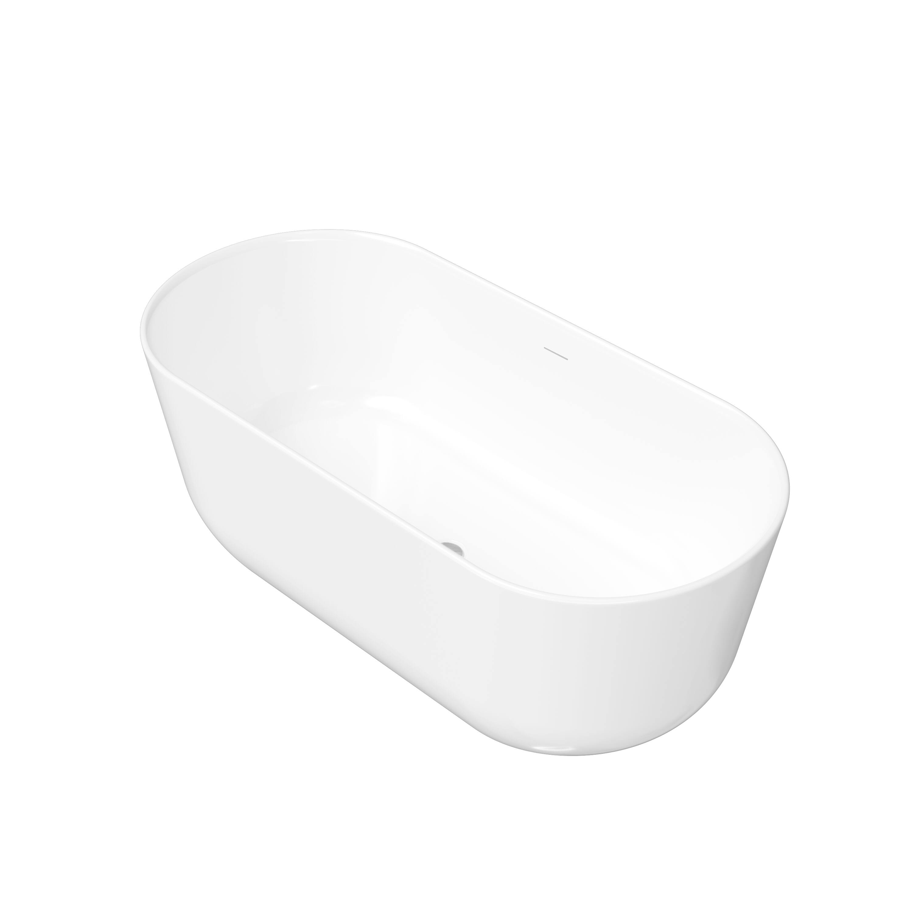 Alt View 10. WELLFOR - Seren 59 in. x 28 in. Acrylic Oval Freestanding Soaking Bathtub with Center Pop-Up Drain and Overflow - White.