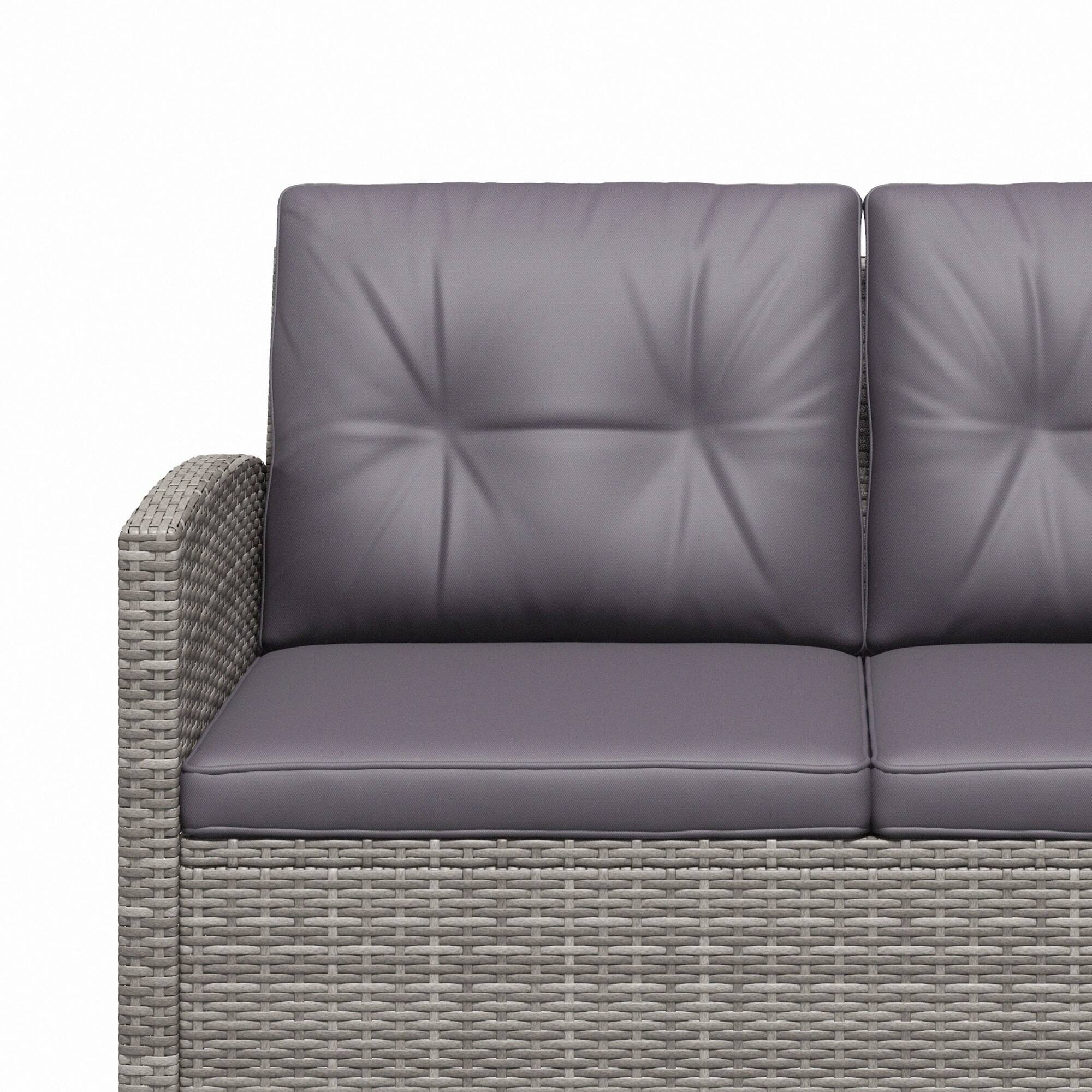 Alt View 8. Outsunny - 4 Pieces Patio Furniture Sets with Cushions, PE Rattan Wicker Conversation Chairs w/ Two-tier Coffee Table - Gray, Dark Gray.