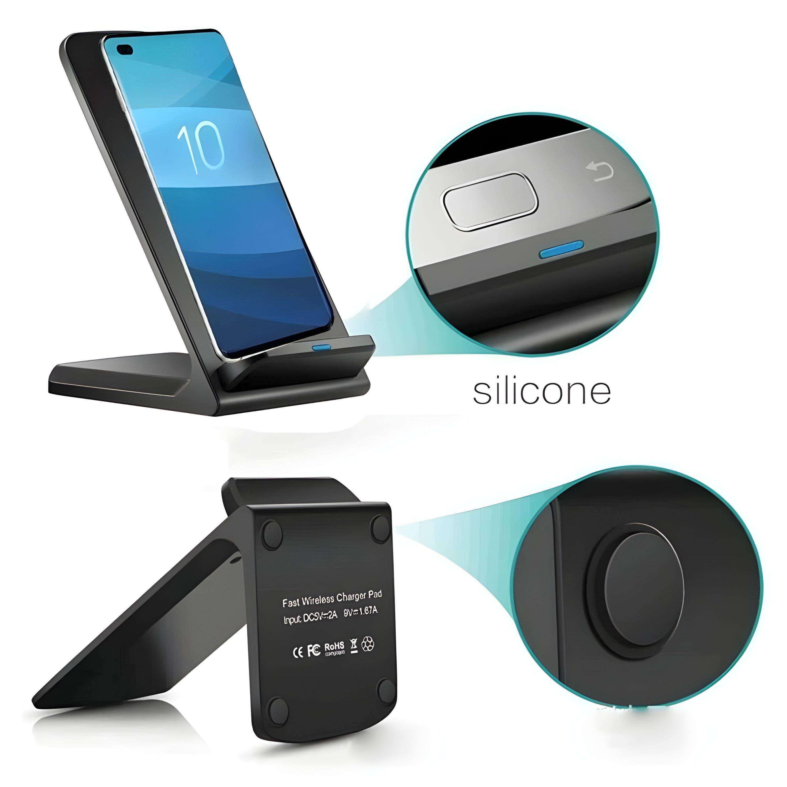 10 U silicone Charger Pad  
Fast Wireless Charger Pad  
Input: DC5V=2A, 9V=1.67A  
RoHS Y CE FC  
noin_on