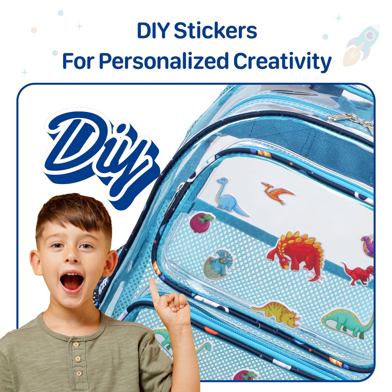 Alt View 6. Live At Space - 3pcs Clear Backpack For   15 Inch And Lunch Bag Pencil Case Set  Heavy Duty Transparent Bookbag School See Through Aged - 2pcs, B-deep Purple Unicorn-Backpack & Pencil Cas.