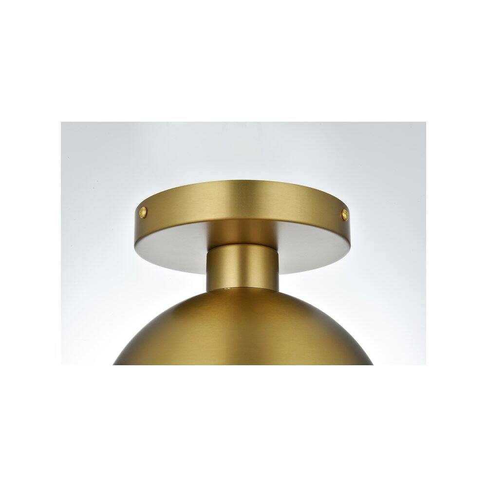 Alt View 4. Living District - Eclipse 8 Inch Flush Mount Ceiling Light Clear Shade in Chrome - Satin Gold And Clear.