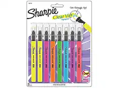 See through tip! Sharpie Clear View Highlighter Sharpie ON Sharpie KICHLICHTER Sharpie MONUGATER Sharpie MICHLINTER Sharpie MCHLINTER Sharpie MRCHEOHTER Sharpie 8ct STICKMIEHLIGNTER SMEAR GUARD