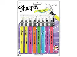Sharpie - Clear View Highlighter, Chisel Tip, 8/Pack - Assorted