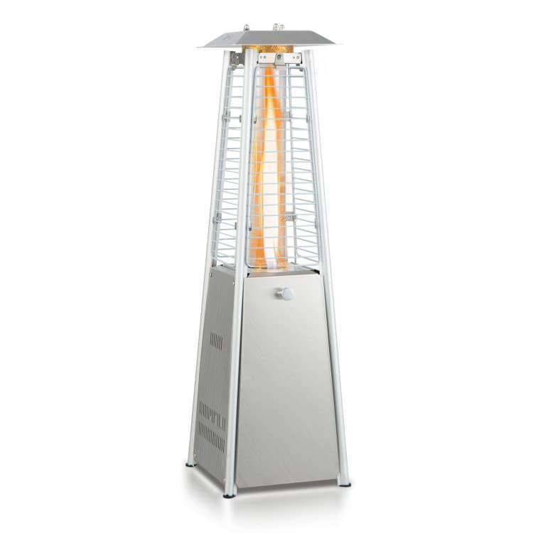 Mondawe - 10000 BTU Portable Stainless Steel Tabletop Patio Heater with Glass Tube - Silver