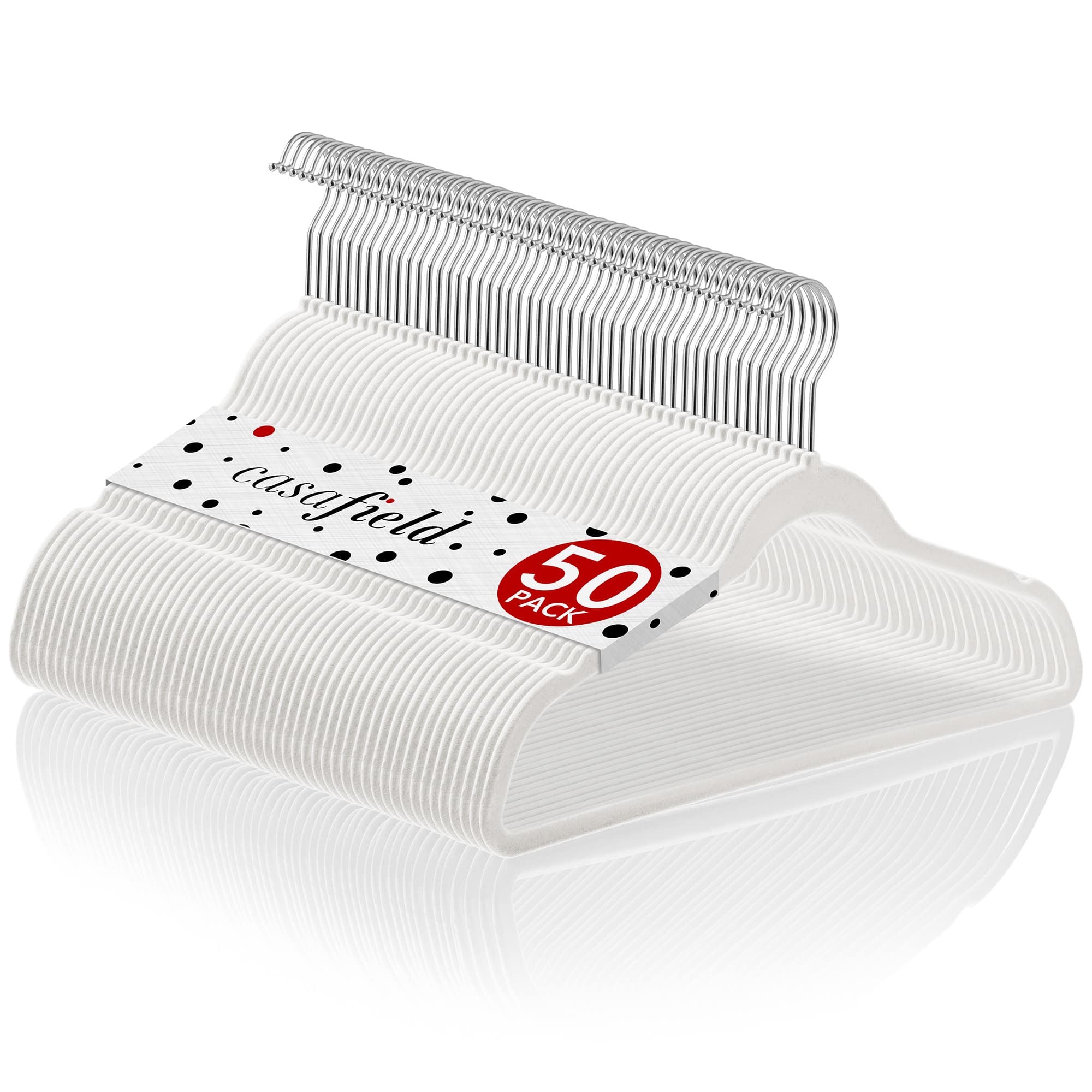 Casafield - 50 Velvet Suit Hangers - Space-Saving Non-Slip Clothes Hangers - Ivory
