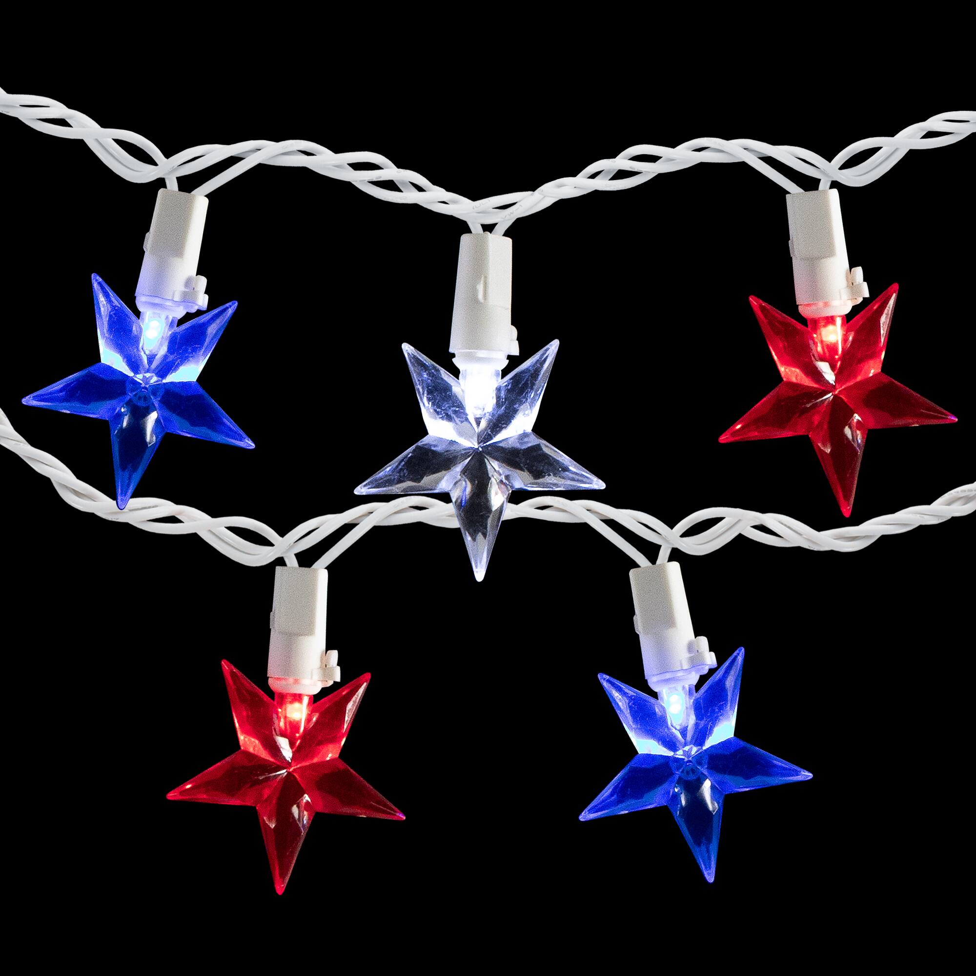 Alt View 2. Northlight - LED Patriotic Stars String Light Set - 7.25ft - White Wire - 10ct - Red.