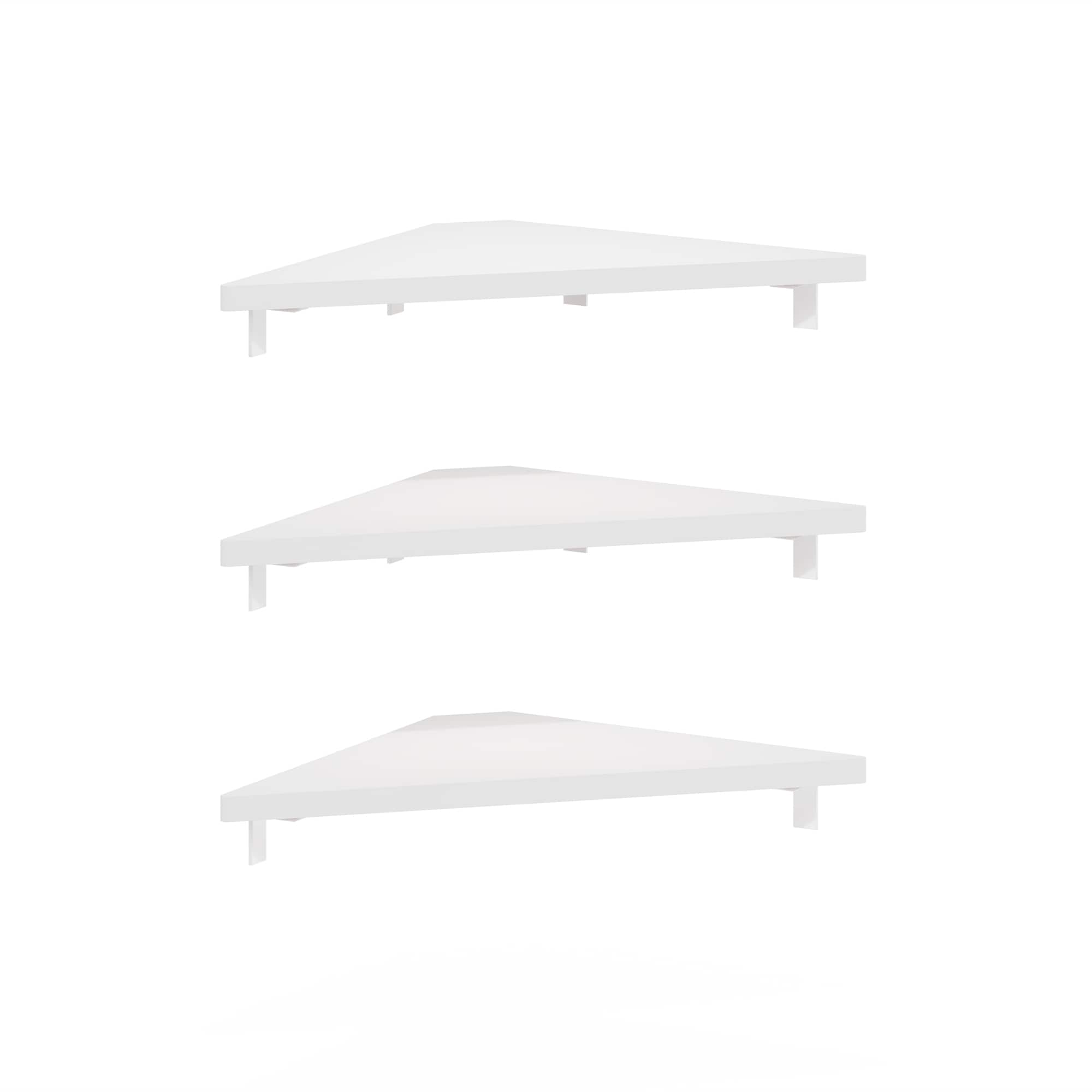 Furinno - Rossi Triangle Corner Floating Shelves, Wall Mount Display Shelf, Set of 3 - White
