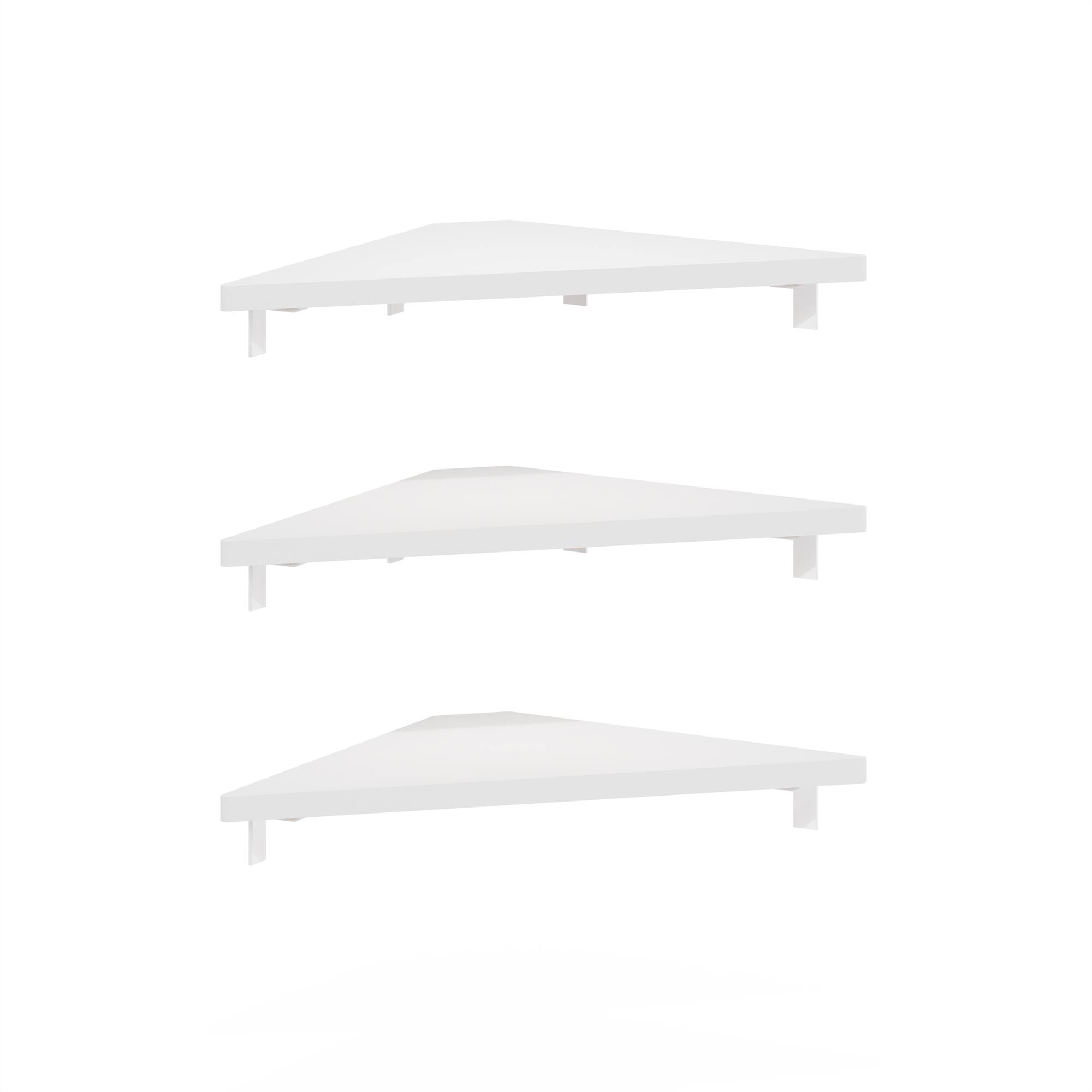 Furinno - Rossi Triangle Corner Floating Shelves, Wall Mount Display Shelf, Set of 3 - White