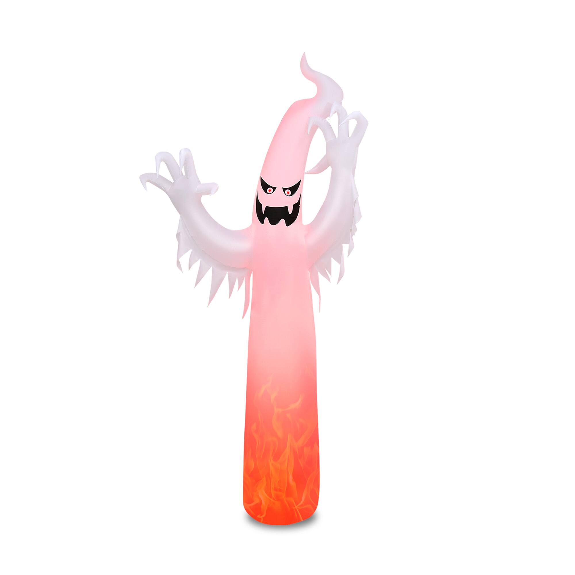 Alt View 9. Gymax - Gymax 12ft Inflatable Halloween Ghost Blow Up Decoration w/ Built-in Flame Light - White.