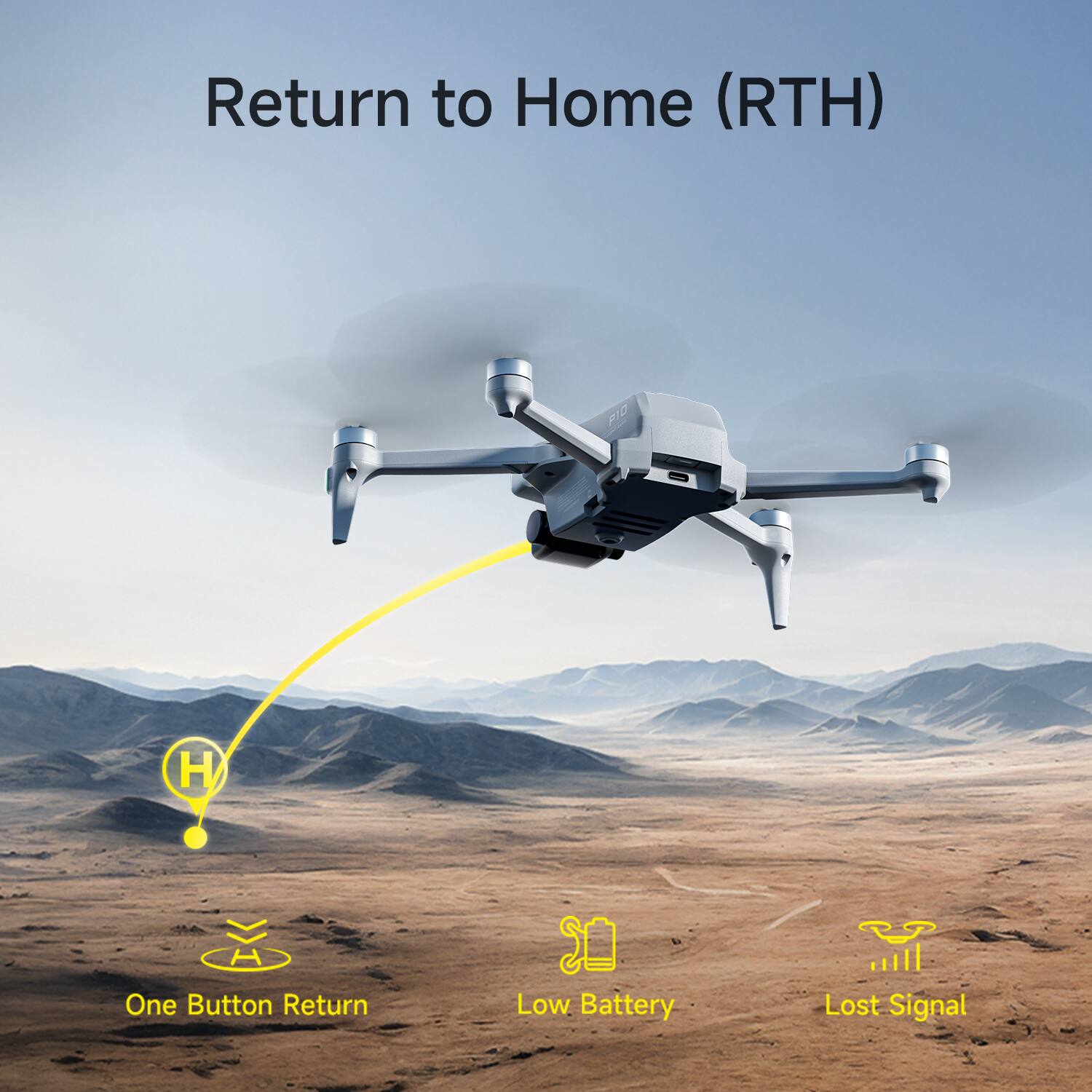 Return to Home (RTH)

- One Button Return
- Low Battery
- Lost Signal