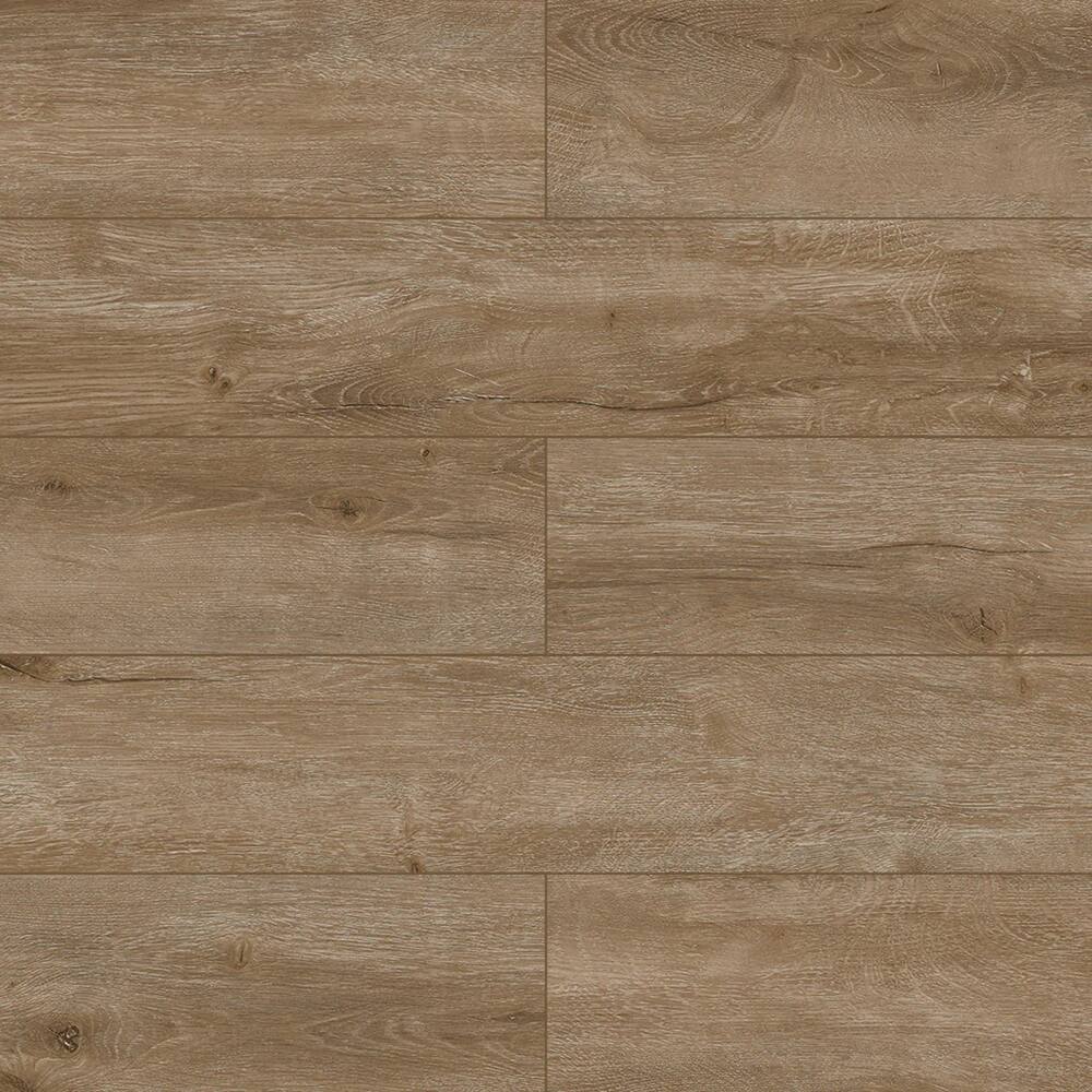 Left. Dotfloor - 48"x7.2" SPC Composite Flooring; 10 Planks/Box (23.9 sq. ft/Box); 6mm Thick with 1mm IXPE Backing; 20 mil Wear Layer; - Autumn Oak.