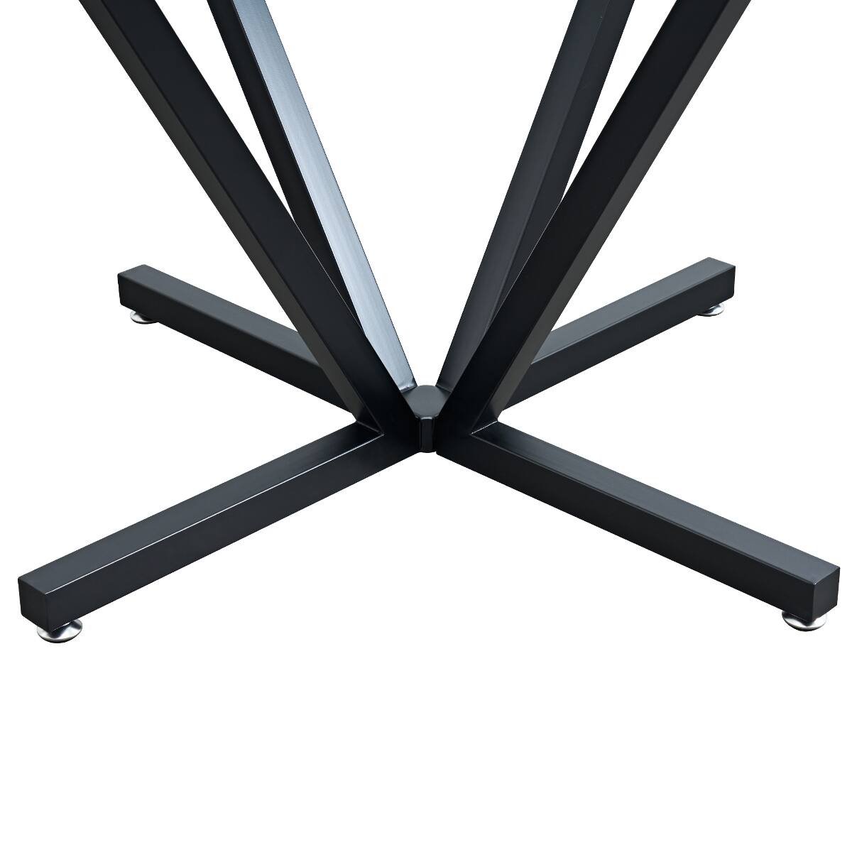 Alt View 9. Loheer - Loheer 45 inch round dining table with tempered glass top and black metal base - Black.