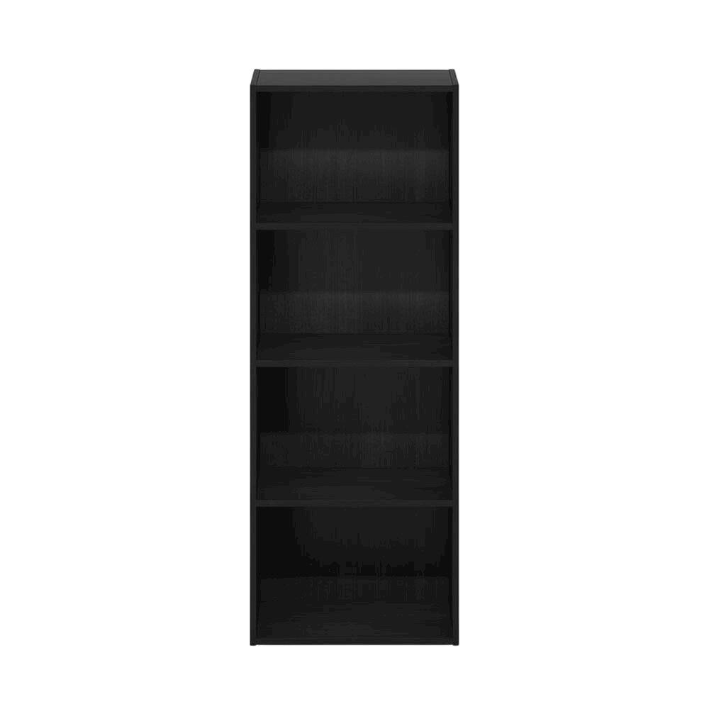 Back. FurniFact - 4-Tier Open Shelf Bookcase with Sturdy Engineered Wood Construction - Blackwood.